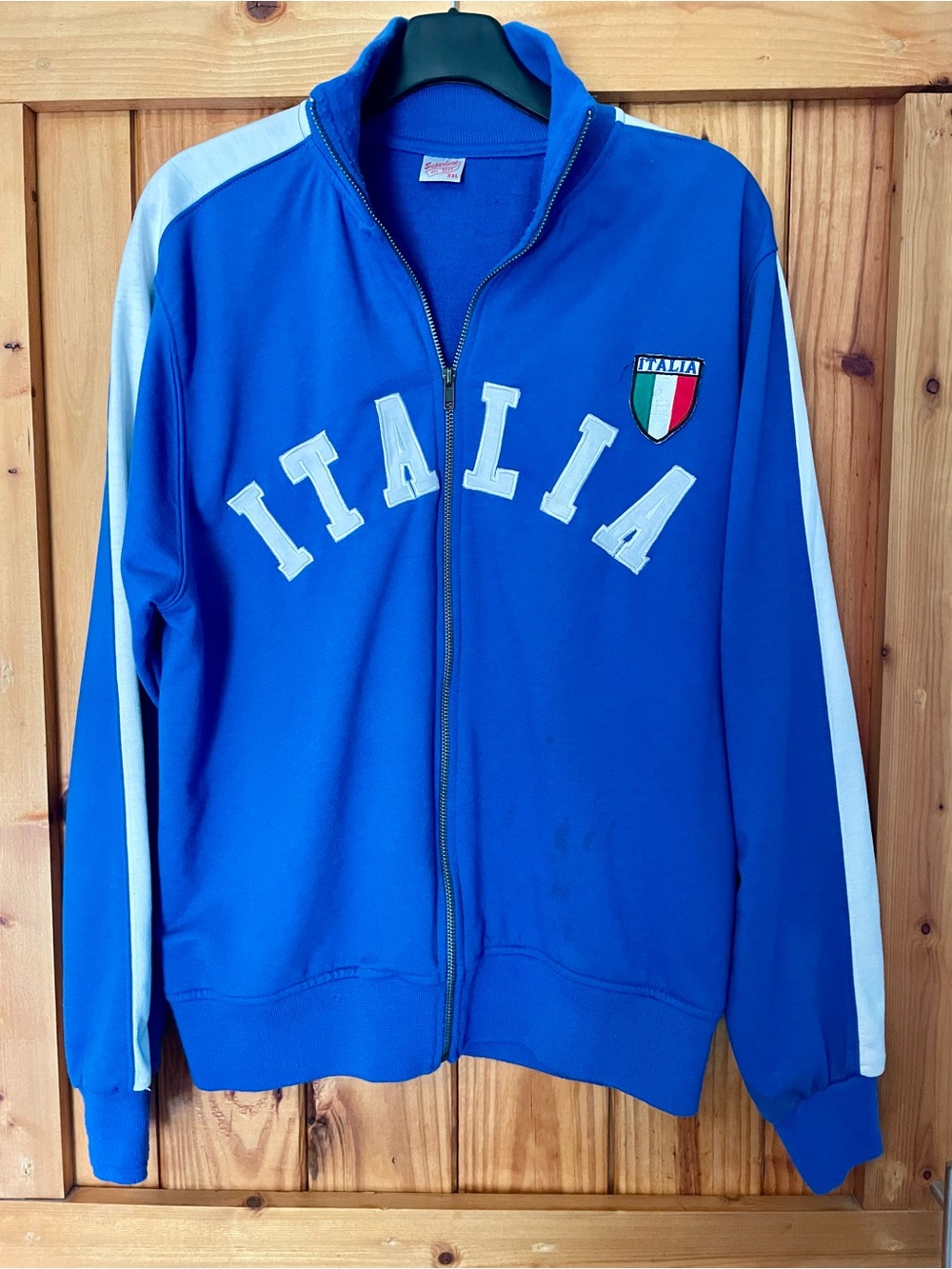 Blue Italia Zip-Up Track Jacket with White Stripe GUC